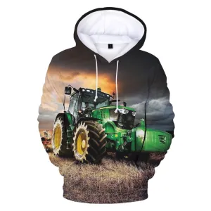 3D Tractor Printed Hoodie Streetwear - Funny Hooded Sweatshirts