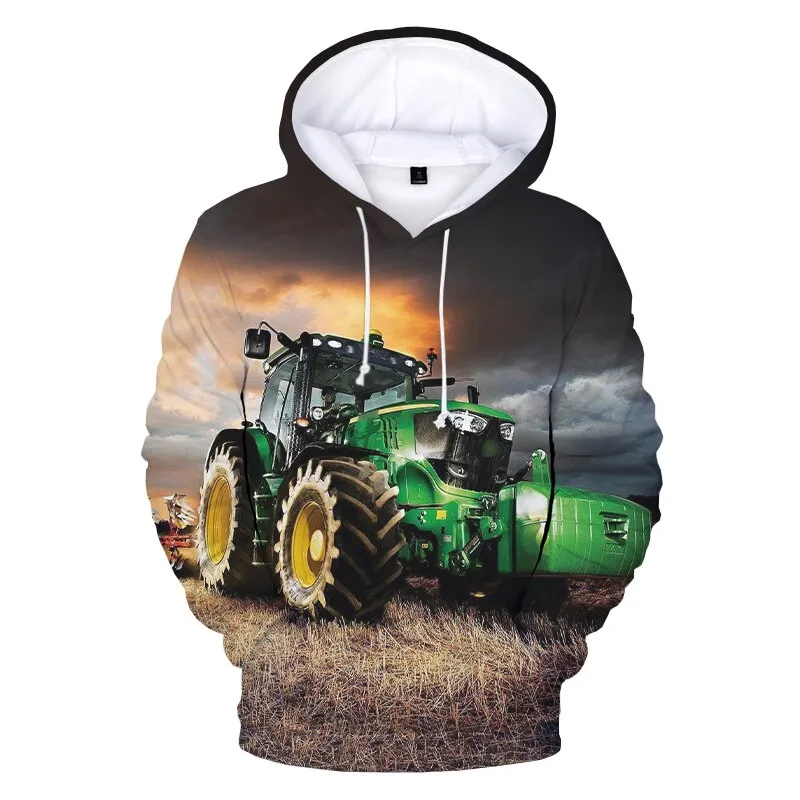 3D Tractor Printed Hoodie Streetwear - Funny Hooded Sweatshirts