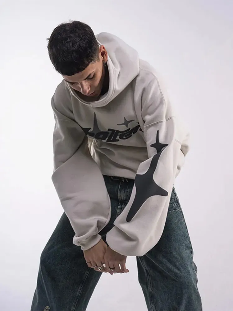 Advbridge 90s Streetwear Trendy Letter Printed Hoodie For Male Casual Loose Long Sleeve Hooded Sweatshirt Y2k Street 2024 Men's Oversize Blouse Tops
