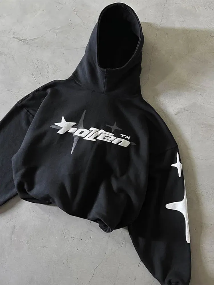 Advbridge 90s Streetwear Trendy Letter Printed Hoodie For Male Casual Loose Long Sleeve Hooded Sweatshirt Y2k Street 2024 Men's Oversize Blouse Tops
