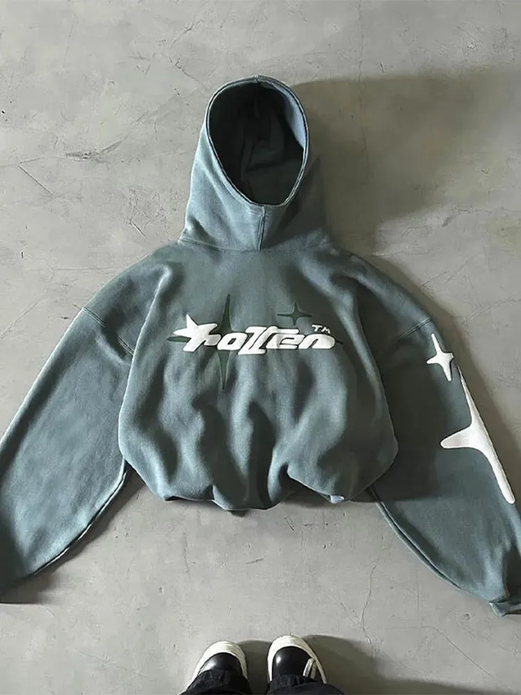 Advbridge 90s Streetwear Trendy Letter Printed Hoodie For Male Casual Loose Long Sleeve Hooded Sweatshirt Y2k Street 2024 Men's Oversize Blouse Tops
