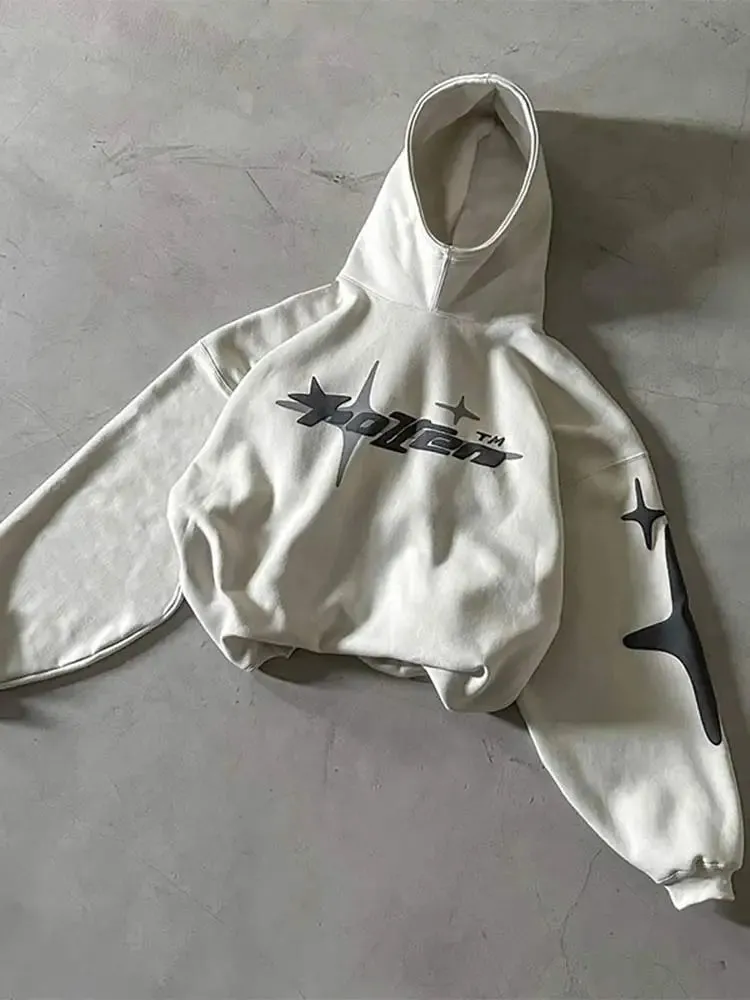 Advbridge 90s Streetwear Trendy Letter Printed Hoodie For Male Casual Loose Long Sleeve Hooded Sweatshirt Y2k Street 2024 Men's Oversize Blouse Tops
