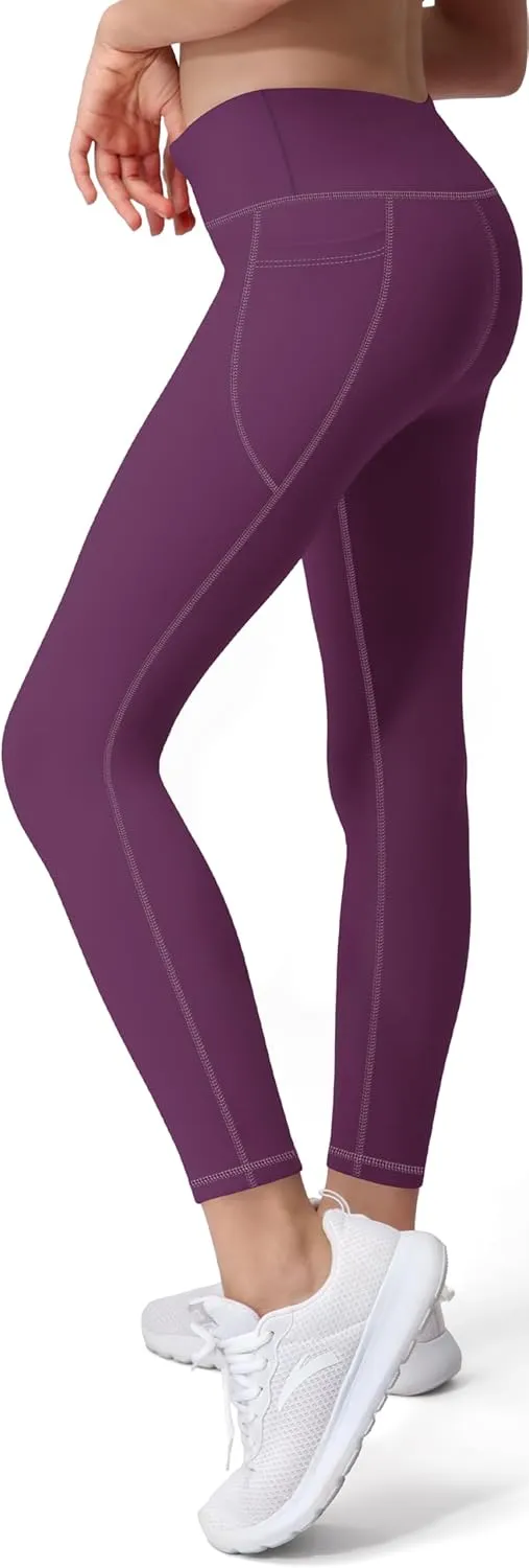 AENLLEY Girls Activewear Leggings with 2 Pockets - Kids Dance Workout Yoga Pants for Athletic Pack of 4