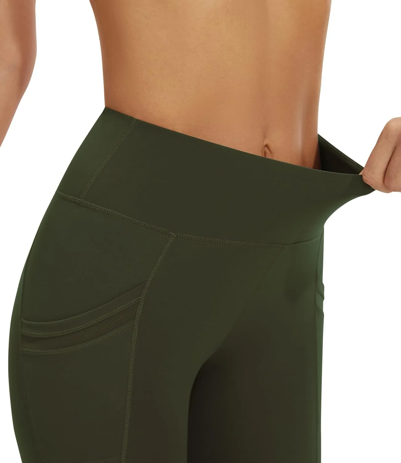 AFITNE Womens High Waist Mesh Yoga Leggings with Side Pockets, Tummy Control Workout Squat-Proof Yoga Pants