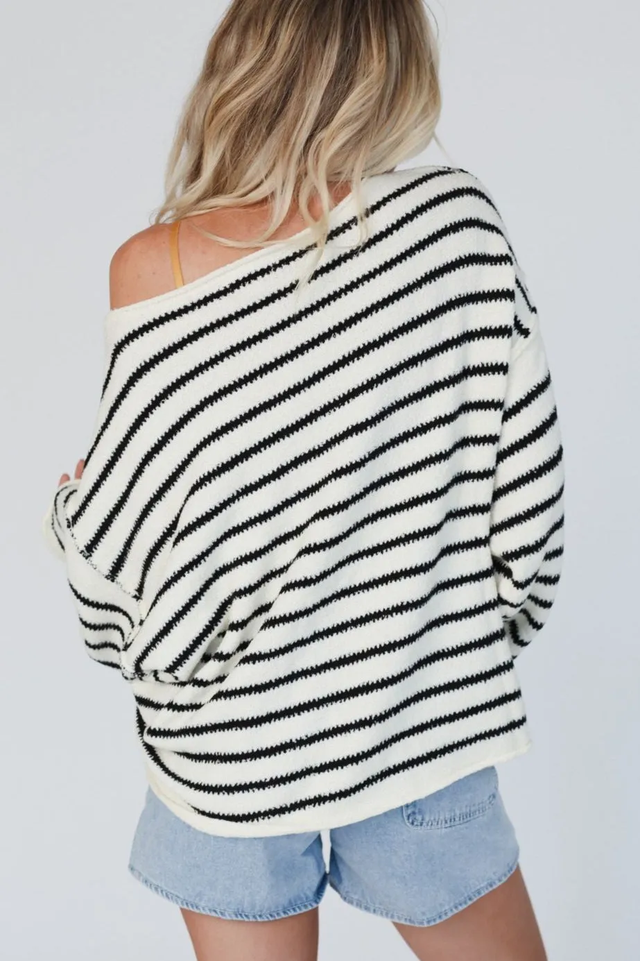 All My Stripes Oversized Sweater - Cream Black