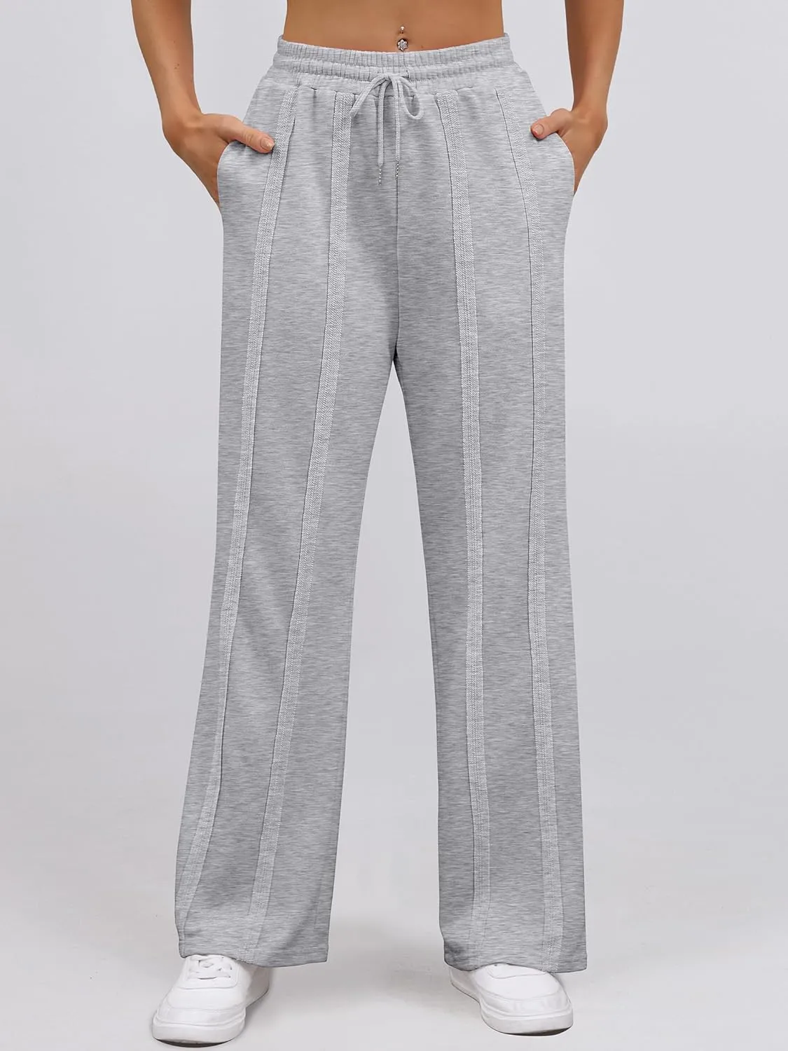 ANRABESS Women High Waist Wide Straight Leg Sweatpants Casual 2025 Joggers Sweat Lounge Pants with Pockets