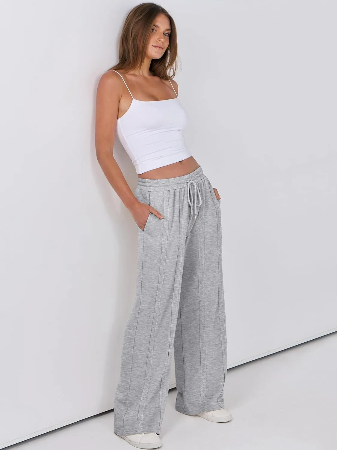 ANRABESS Women High Waist Wide Straight Leg Sweatpants Casual 2025 Joggers Sweat Lounge Pants with Pockets