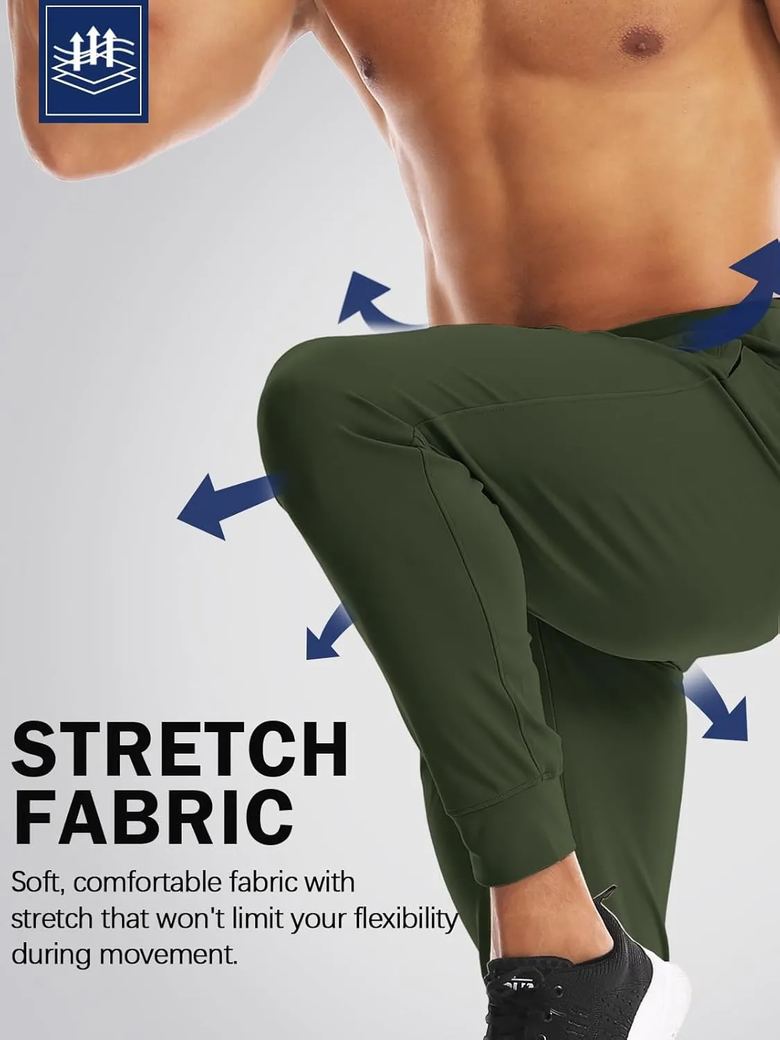 Aolesy Men's Joggers Sweatpants with Zipper Pockets Lightweight Stretch Athletic Gym Pants for Workout, Running, Golf