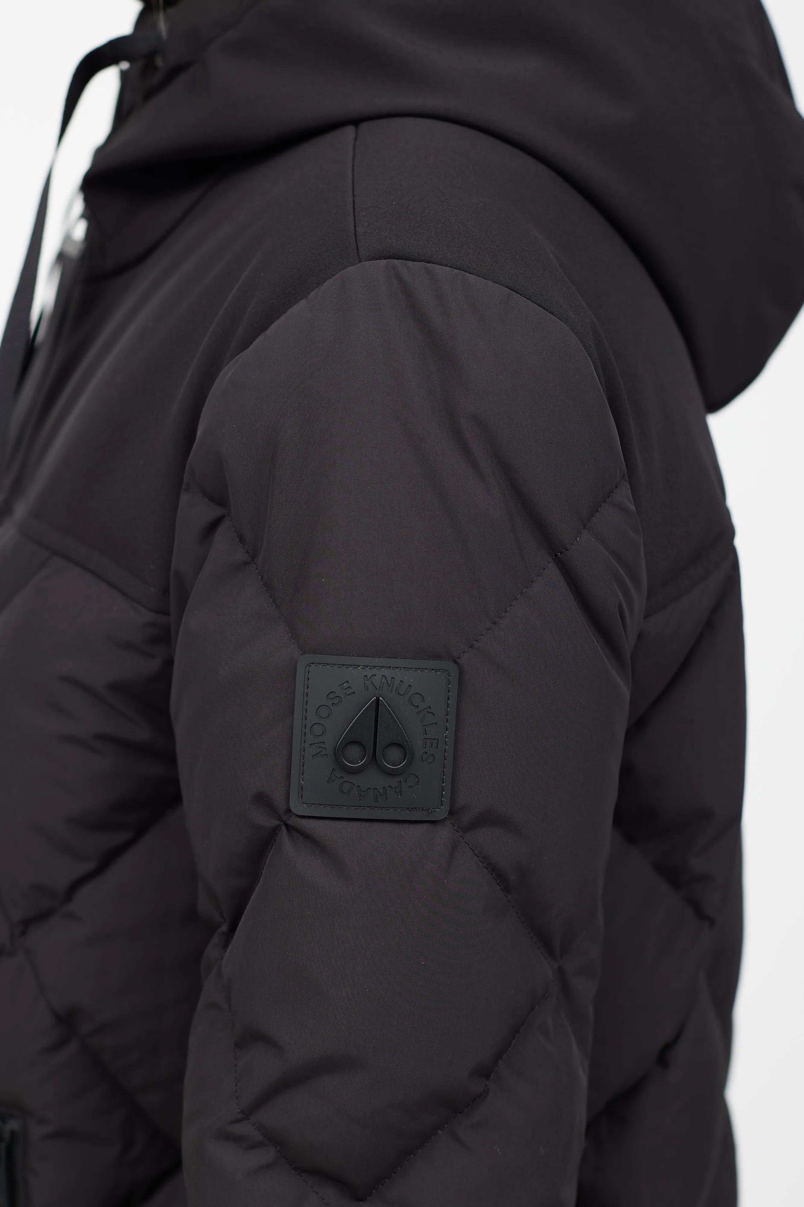 Black Nylon Quilted Parka
