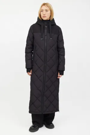 Black Nylon Quilted Parka