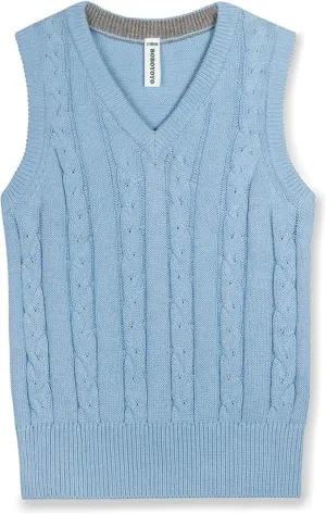 BOBOYOYO Boys Sweater Vest Unisex Cable Knit 100% Cotton Toddler Uniform Vest for Little Big Childrens Kids Teenage Girls