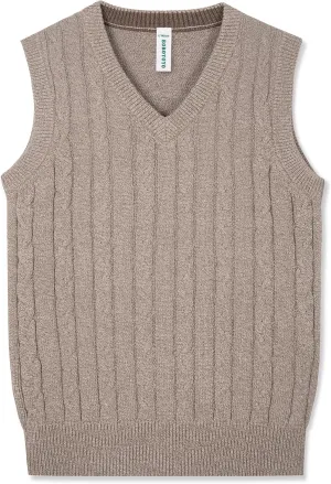 BOBOYOYO Boys Sweater Vest Unisex Cable Knit 100% Cotton Toddler Uniform Vest for Little Big Teenage Boy Girls Childrens Kids