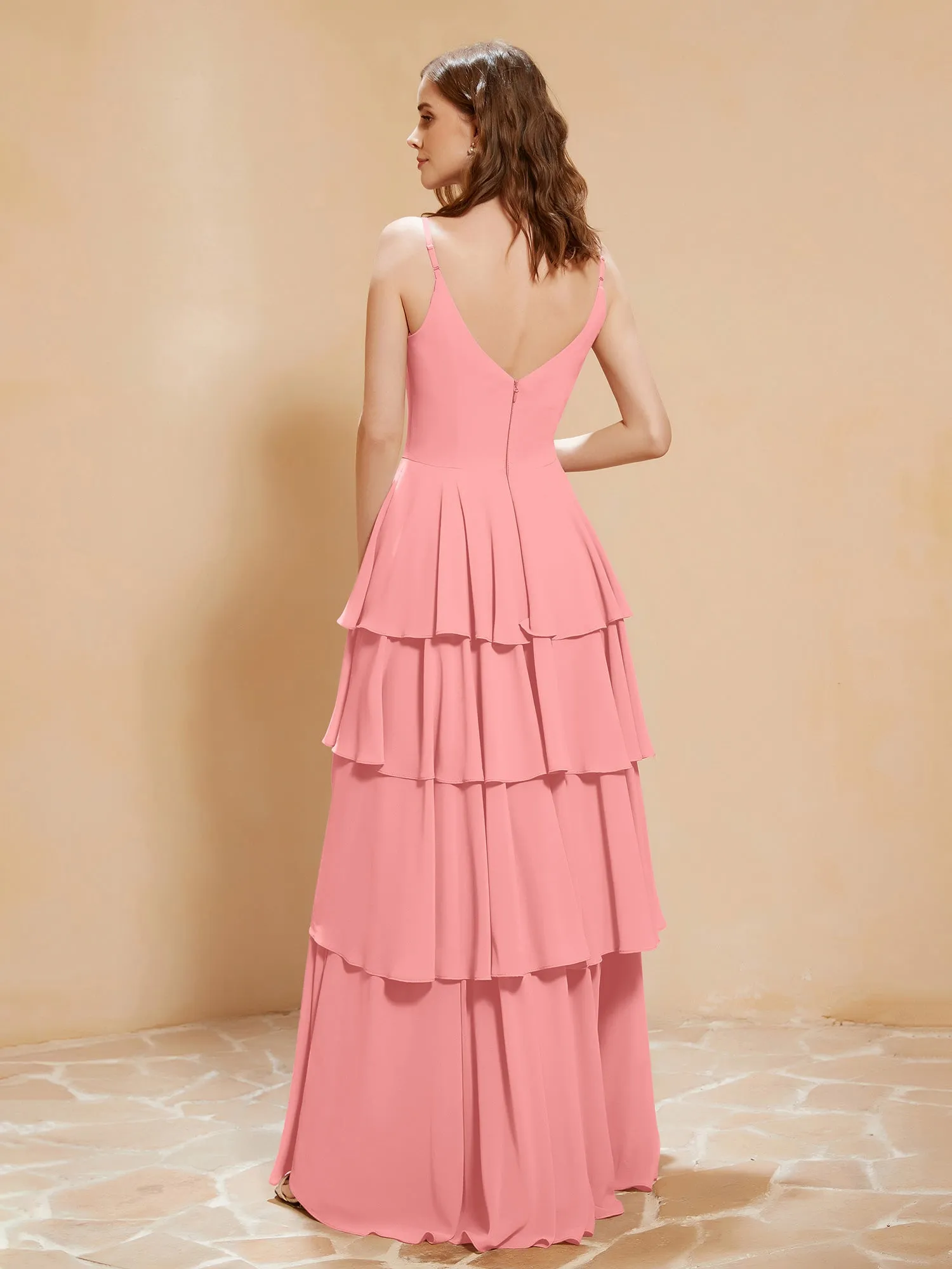 Boho V-neck Floor-length Dress Flowy Ruffles Flamingo Plus Size