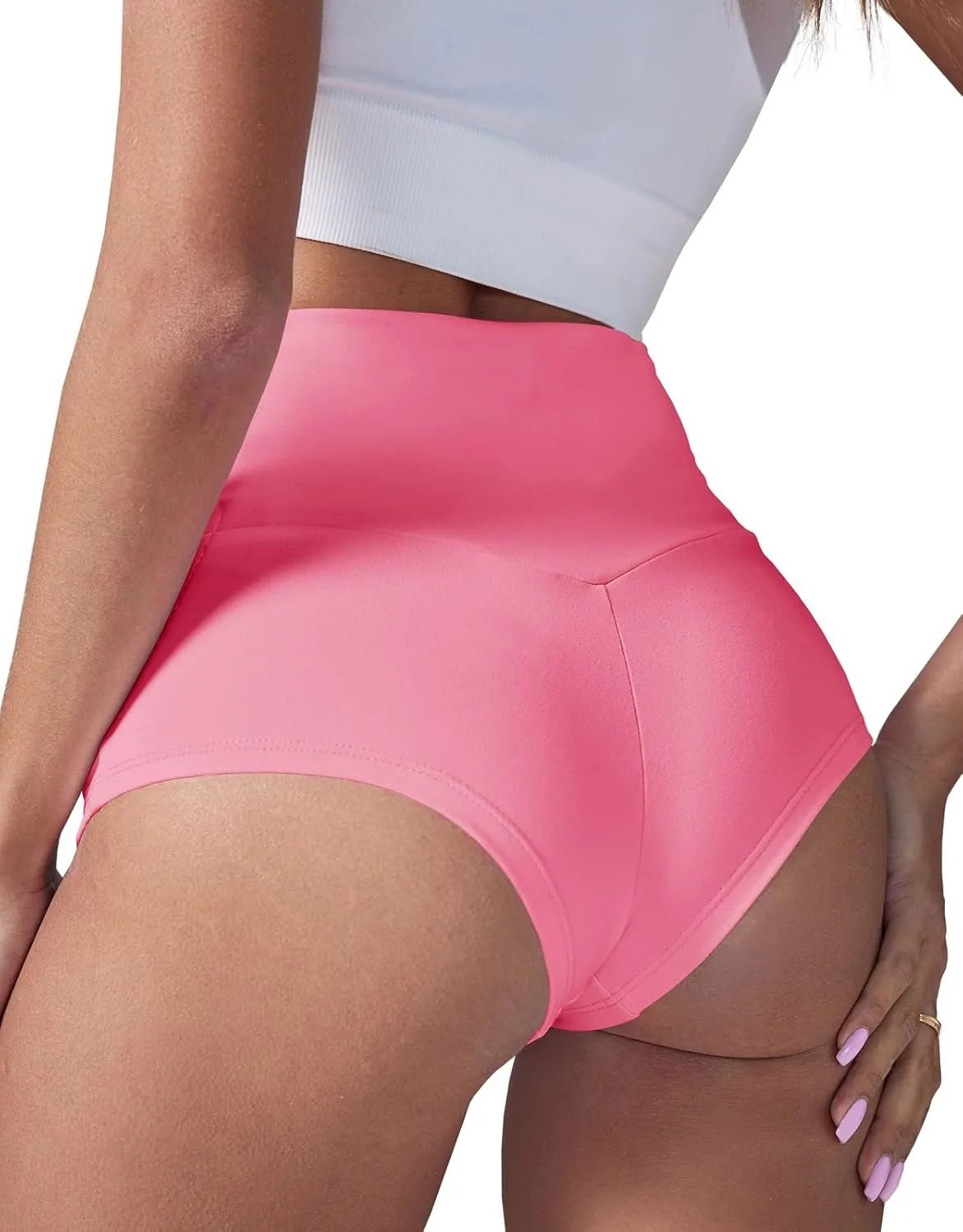 BZB Women's High Waist Yoga Shorts Gym Workout Booty Dance Hot Pants Athletic Butt Lifting Sports Leggings