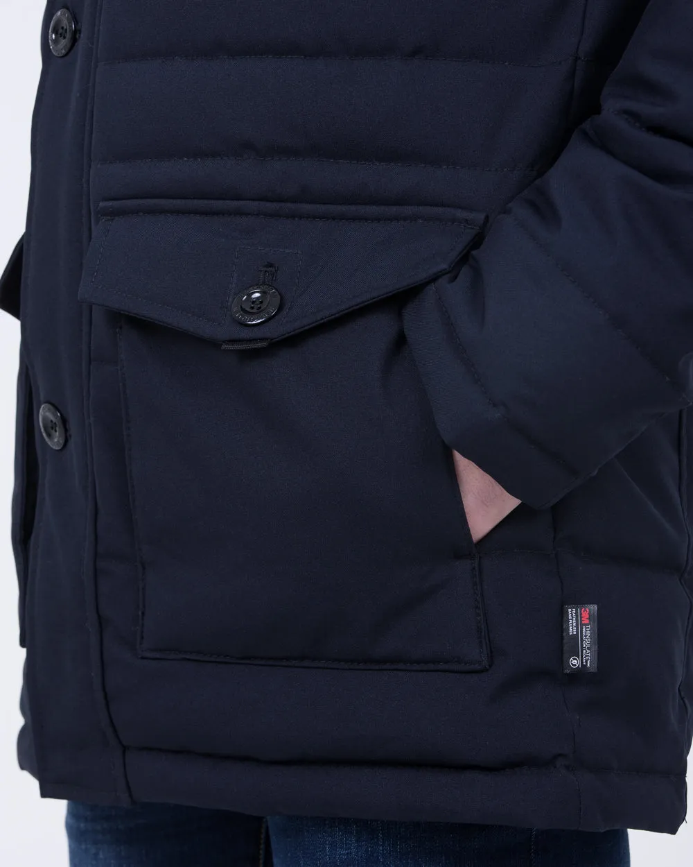 Cabano Tall Quilted Parka Jacket (plain navy)
