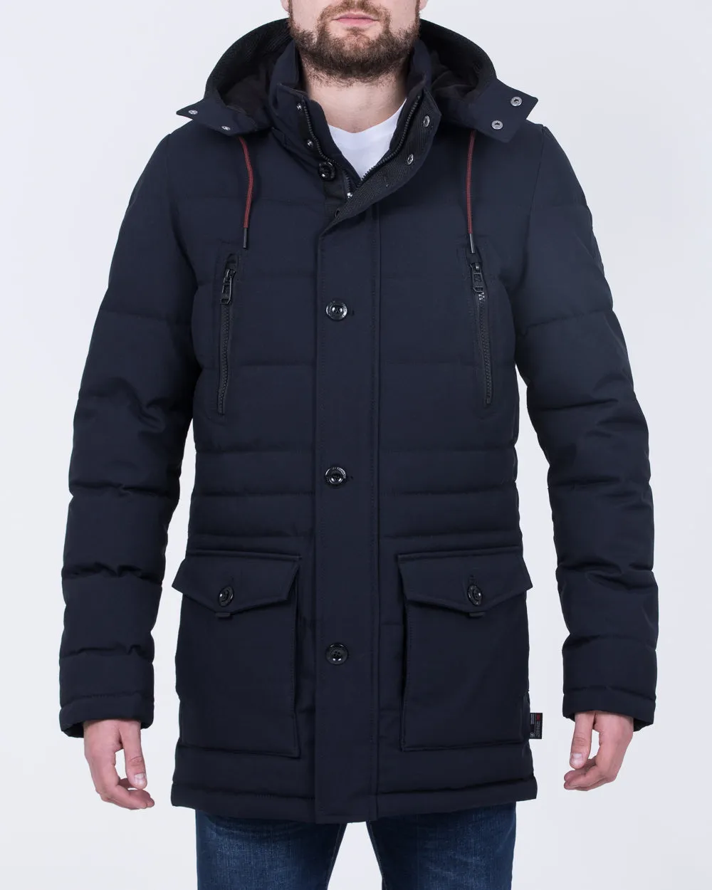 Cabano Tall Quilted Parka Jacket (plain navy)