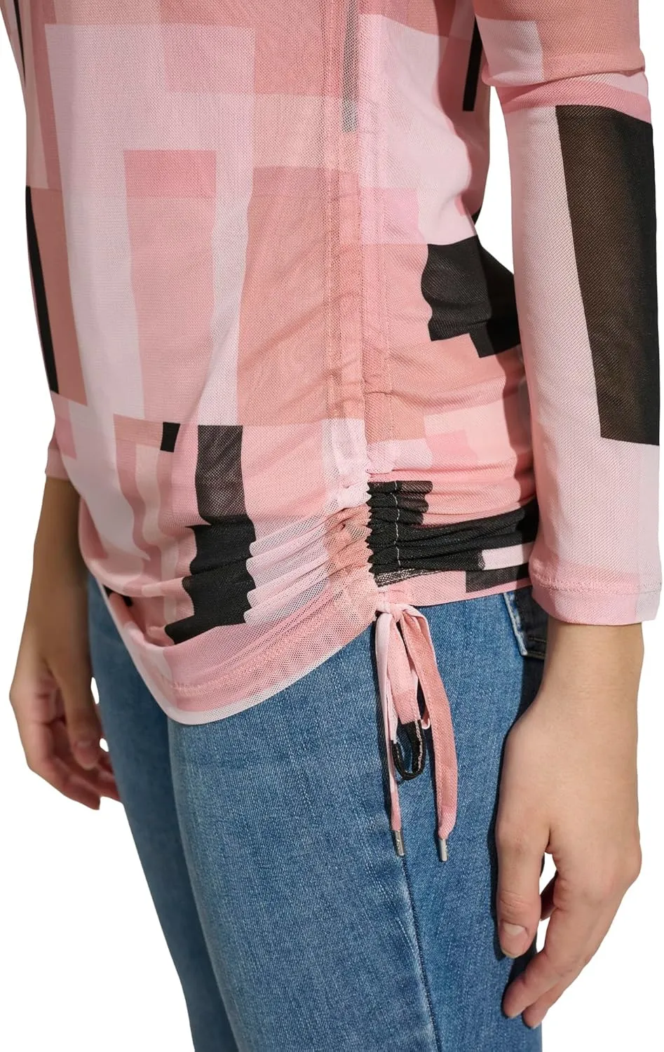Calvin Klein Women's Printed Long Sleeve Top with Tie Detail