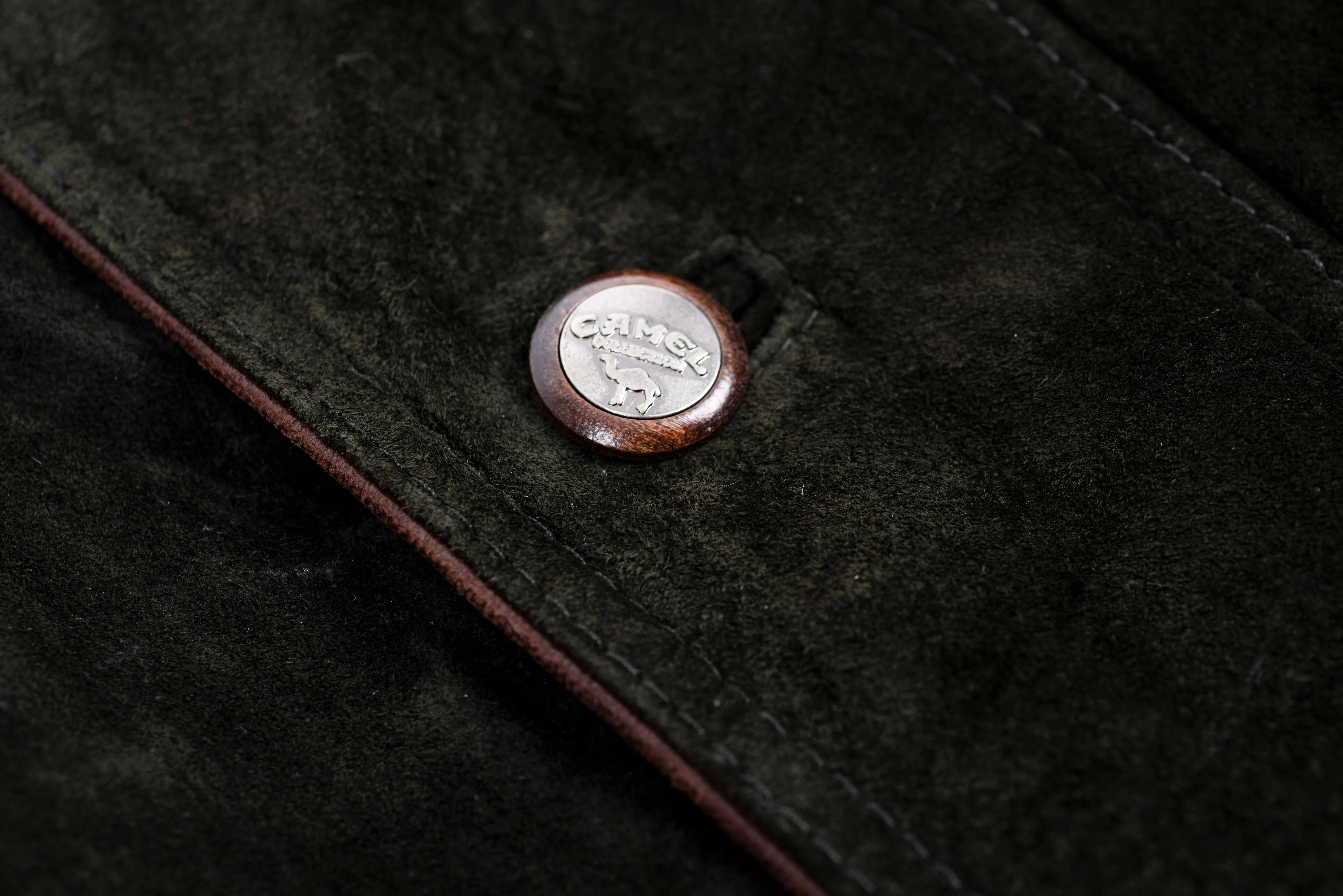 Camel Soft Forest Green Suede Vintage Men's Parka, L