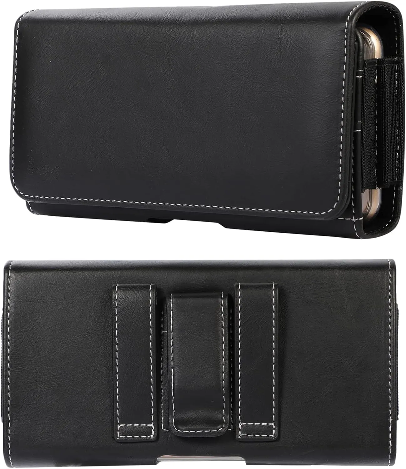 Cell Phone Waist Belt Bag Men Leather, Smartphone Belt Clip Pouch Leather, 6.7" Universal Horizontal Mobile Phone Fanny Pack Wallet with Belt Clip Loop Carabiner Smartphone Sport Travel Pocket Purse