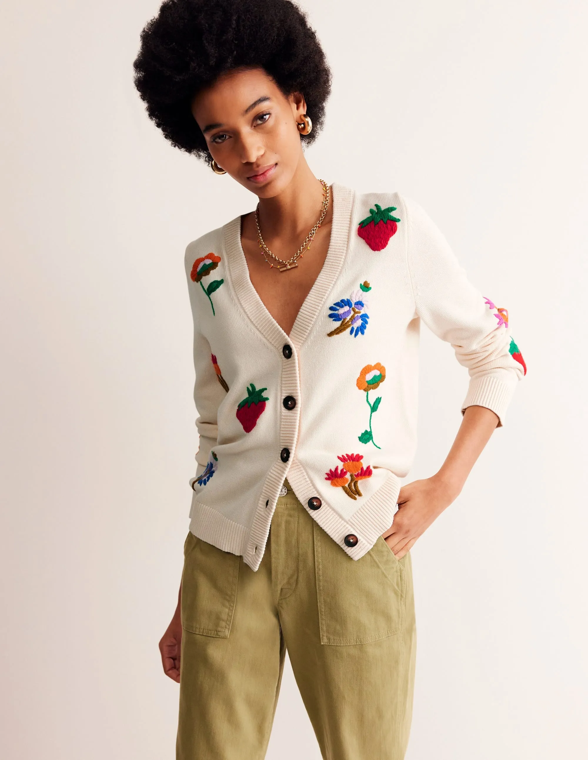 Chunky Motif Cardigan-Warm Ivory