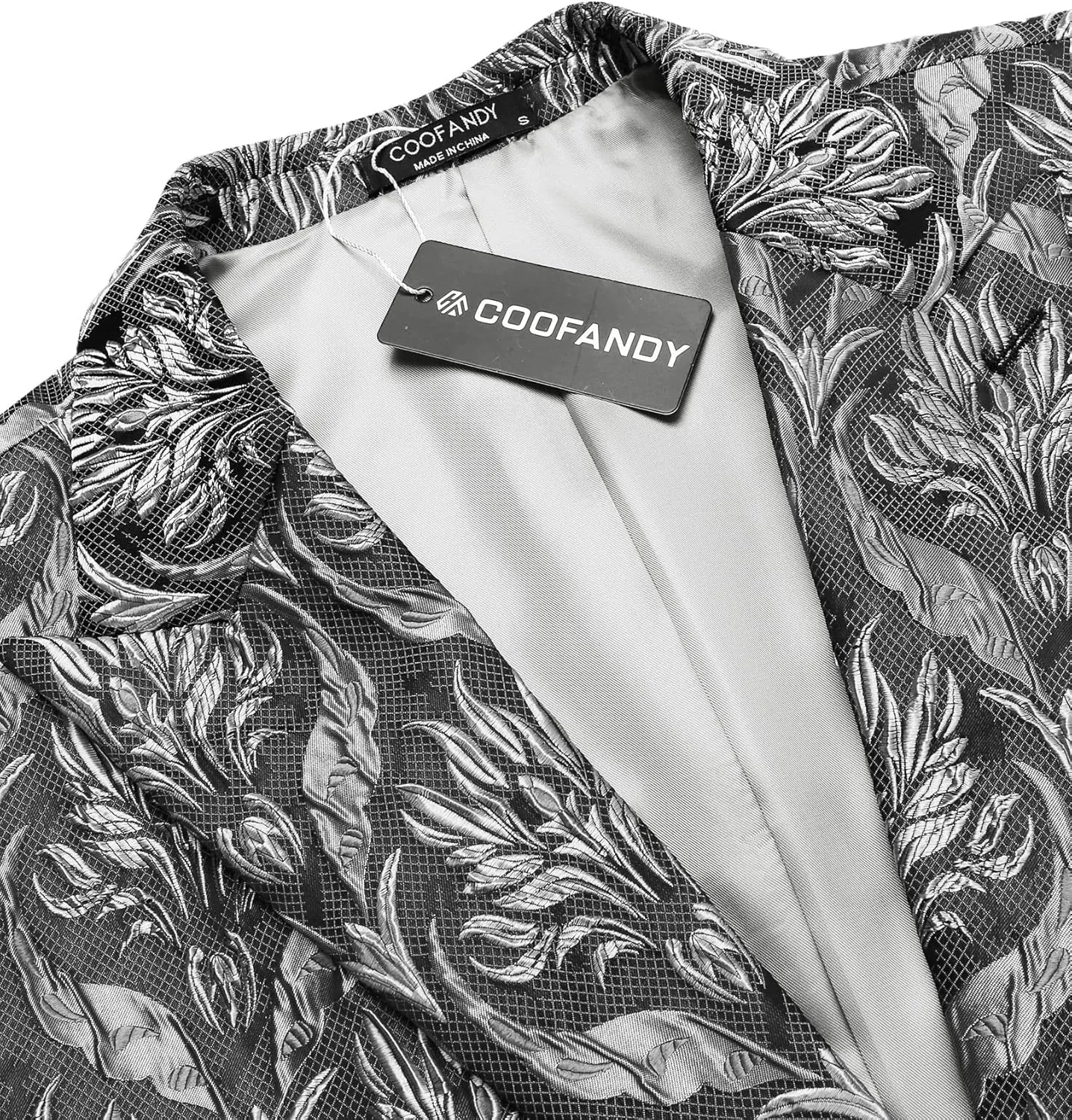 COOFANDY Men's Floral Tuxedo Jacket Rose Embroidered Suit Jacket Wedding Prom Dinner Party Blazer