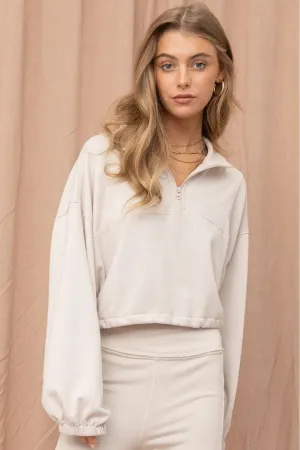 Darla Terry Sweater by Illa Illa   Half-Zip Cropped & Cozy Sweater