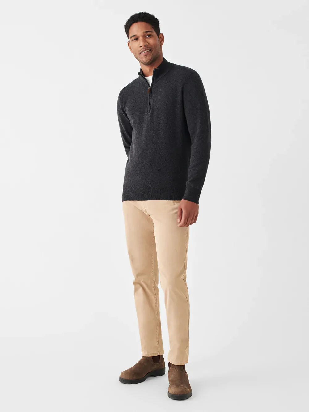 Faherty Jackson Quarter Zip Sweater - Ash Heather