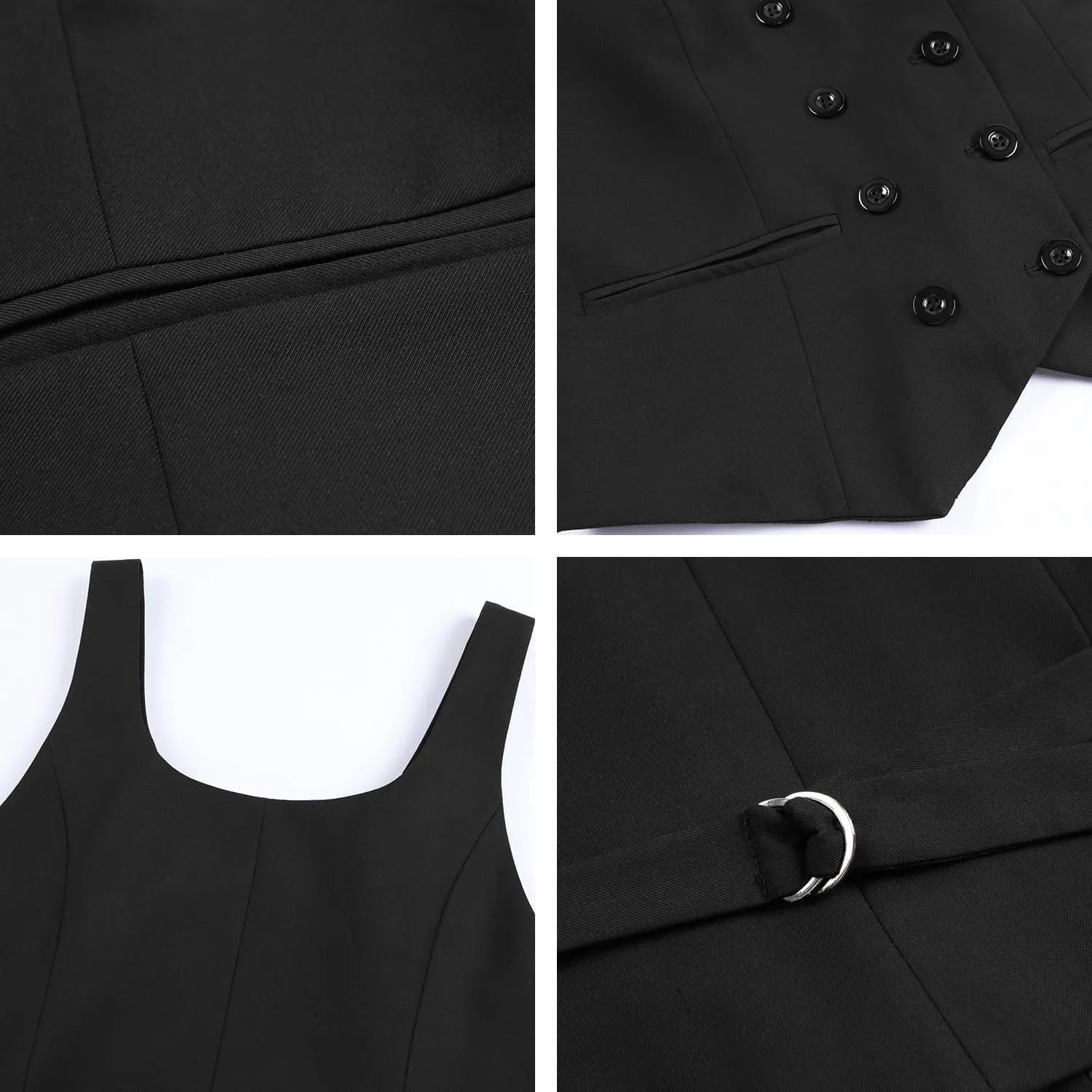 Foucome Womens Suit Vest Double Breasted V-Neck Fashion Dressy Casual Waistcoat Vest for Women