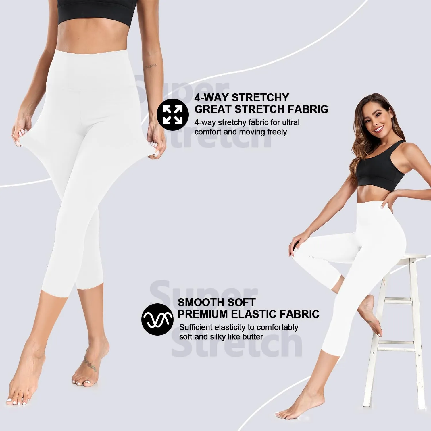 FULLSOFT 4 Pack Leggings with Pockets for Women,Soft High Waisted Tummy Control Workout Yoga Pants
