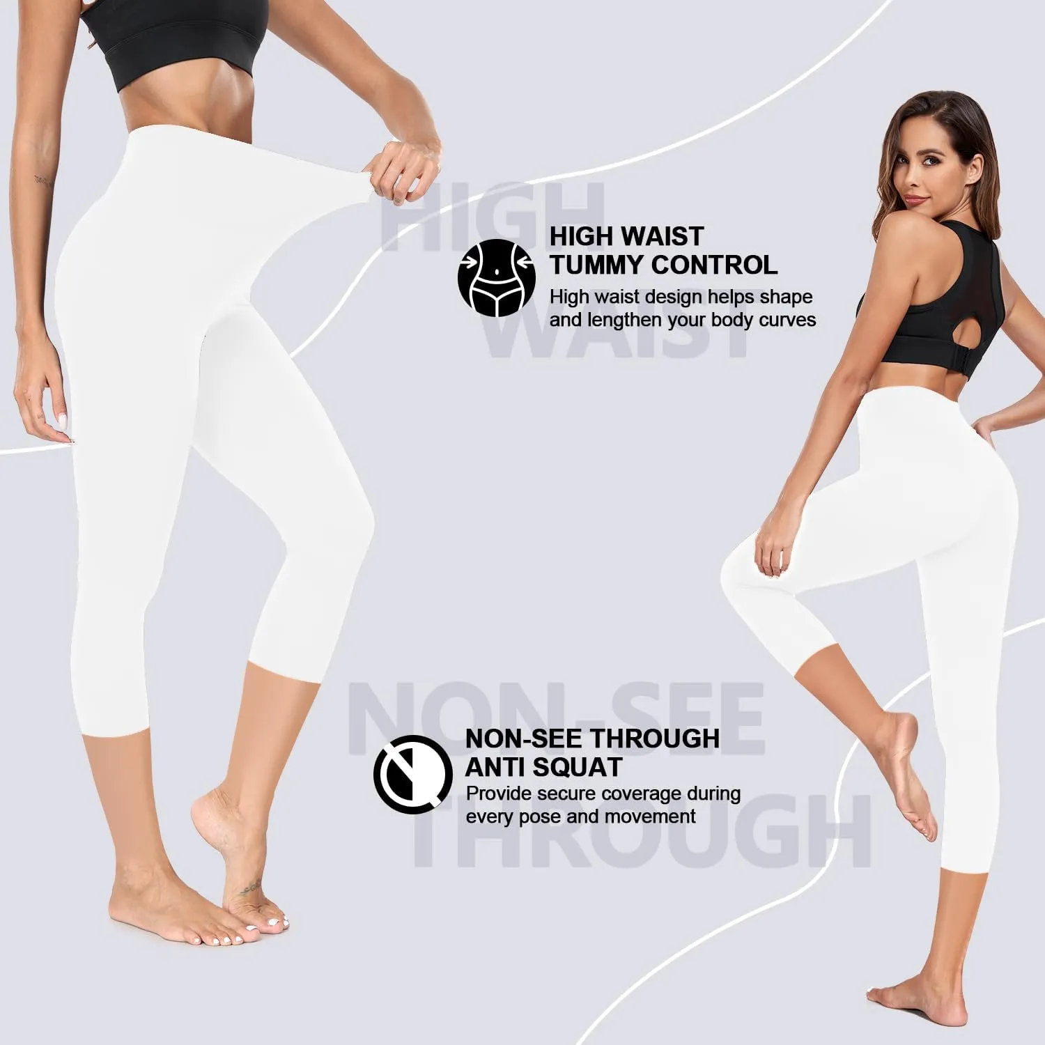 FULLSOFT 4 Pack Leggings with Pockets for Women,Soft High Waisted Tummy Control Workout Yoga Pants