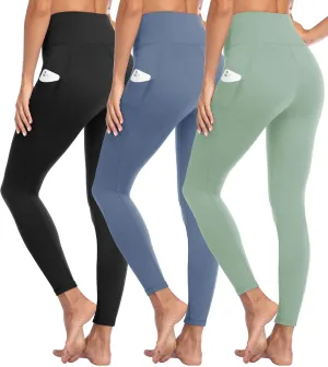 GAYHAY 3 Pack Leggings with Pockets for Women - High Waisted Tummy Control Soft Workout Gym Black Yoga Pants