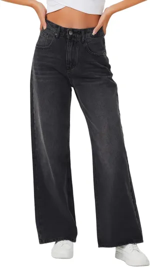 Genleck Baggy Jeans for Woman High Waisted Loose Wide Leg Jean Womens Boyfriend Y2K Pants Trendy
