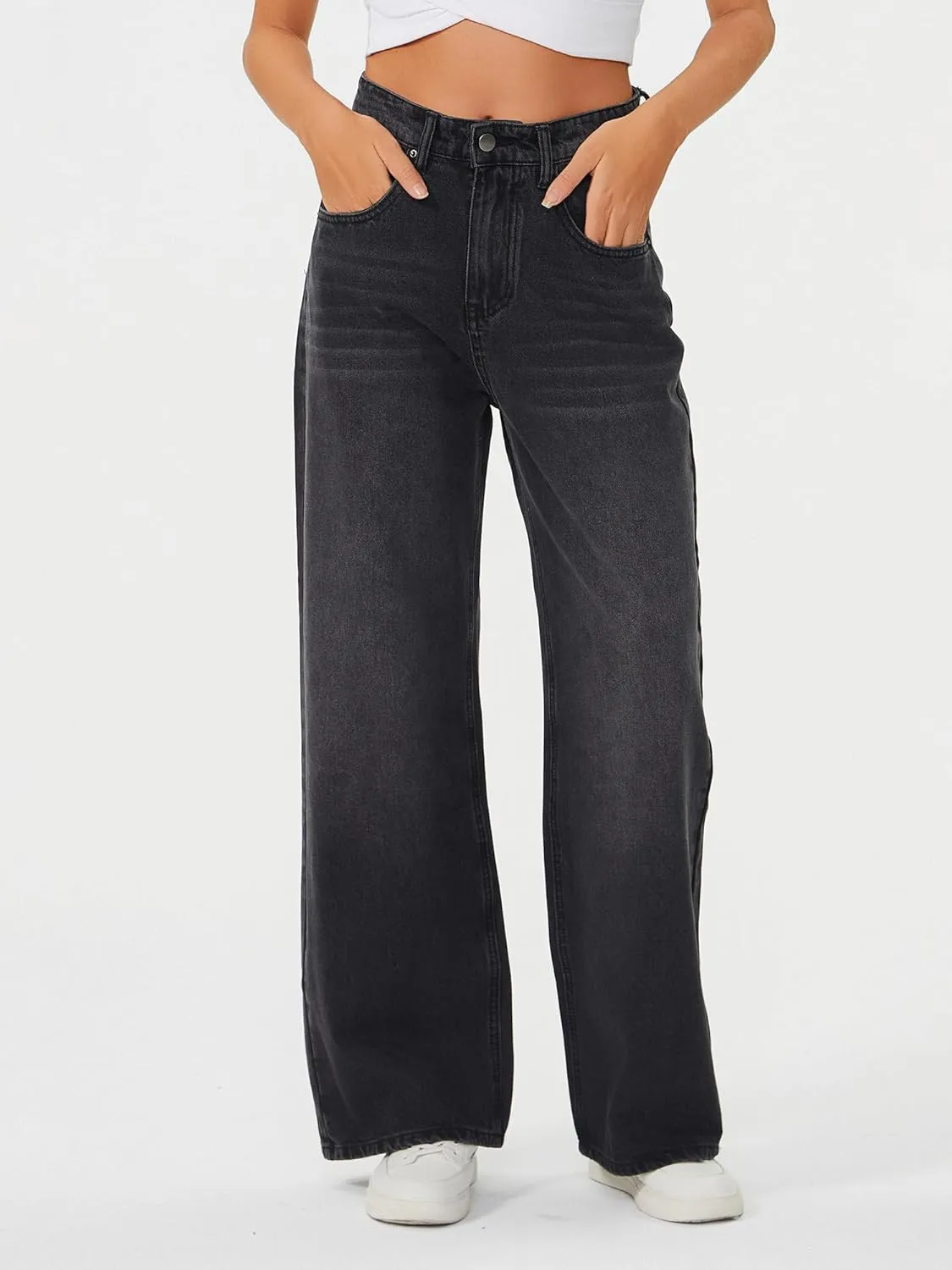 Genleck Baggy Jeans for Woman High Waisted Loose Wide Leg Jean Womens Boyfriend Y2K Pants Trendy