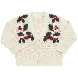 GIRLS HAPPY HOLLY SWEATER - HOLLY EMBROIDERY