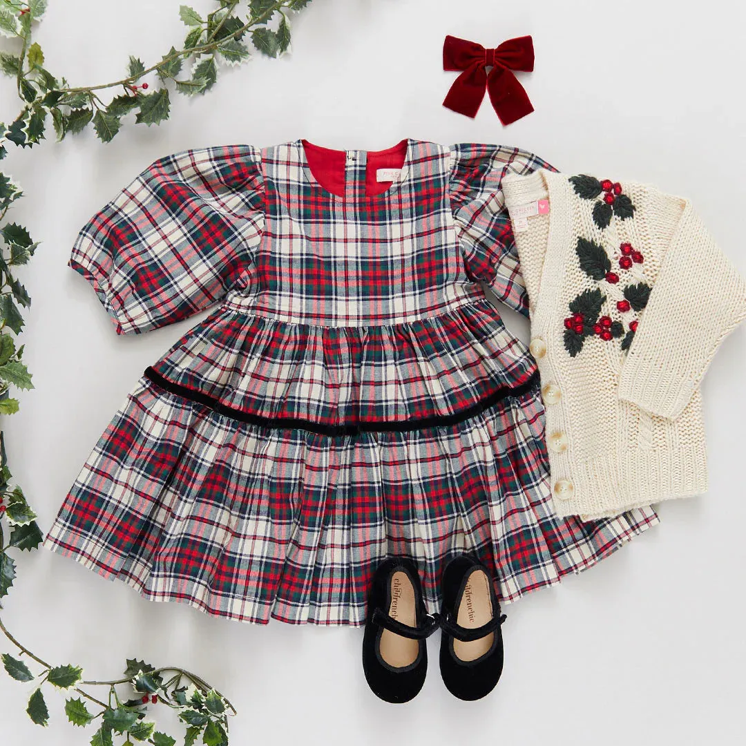 GIRLS HAPPY HOLLY SWEATER - HOLLY EMBROIDERY