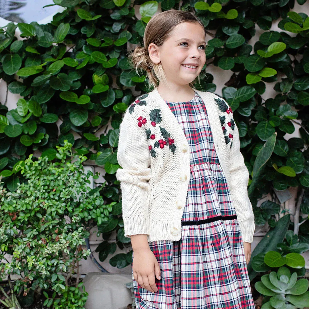 GIRLS HAPPY HOLLY SWEATER - HOLLY EMBROIDERY
