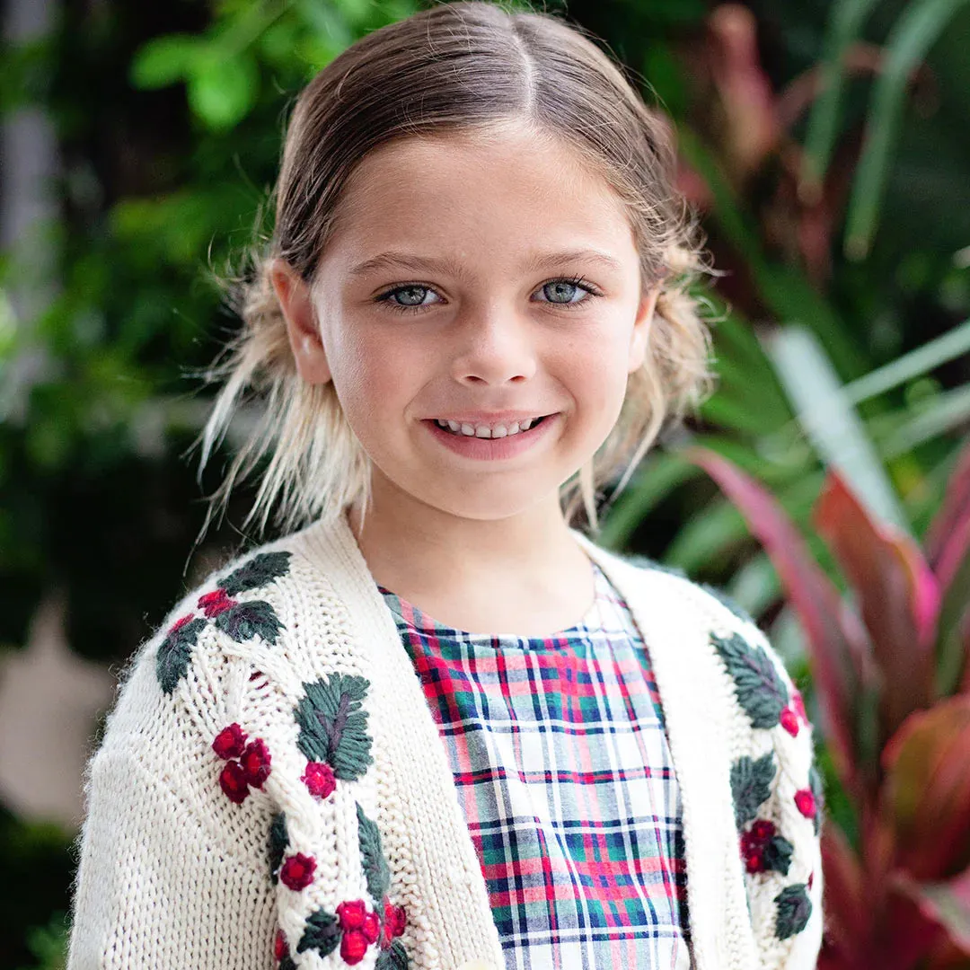 GIRLS HAPPY HOLLY SWEATER - HOLLY EMBROIDERY