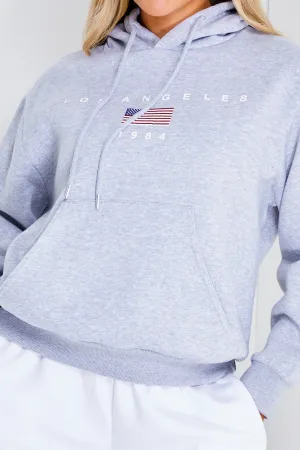 Grey Los Angeles Slogan Oversized Hoodie