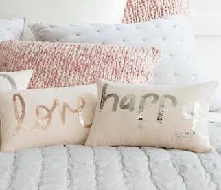 Happy Sequin Pillow