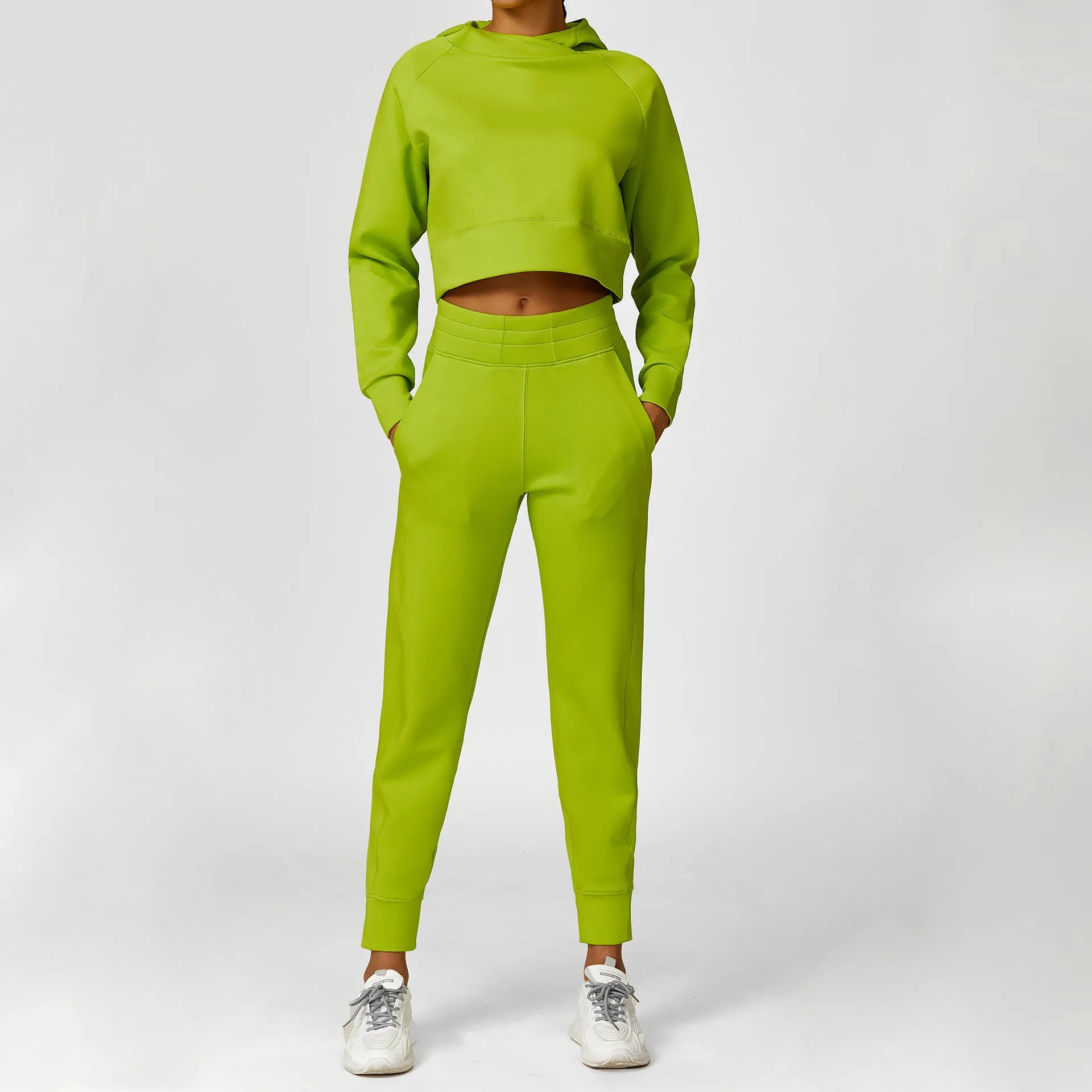 Hooded Short Loose Sweater Sweatpants Yoga Running Fitness Sports Sweater Suit