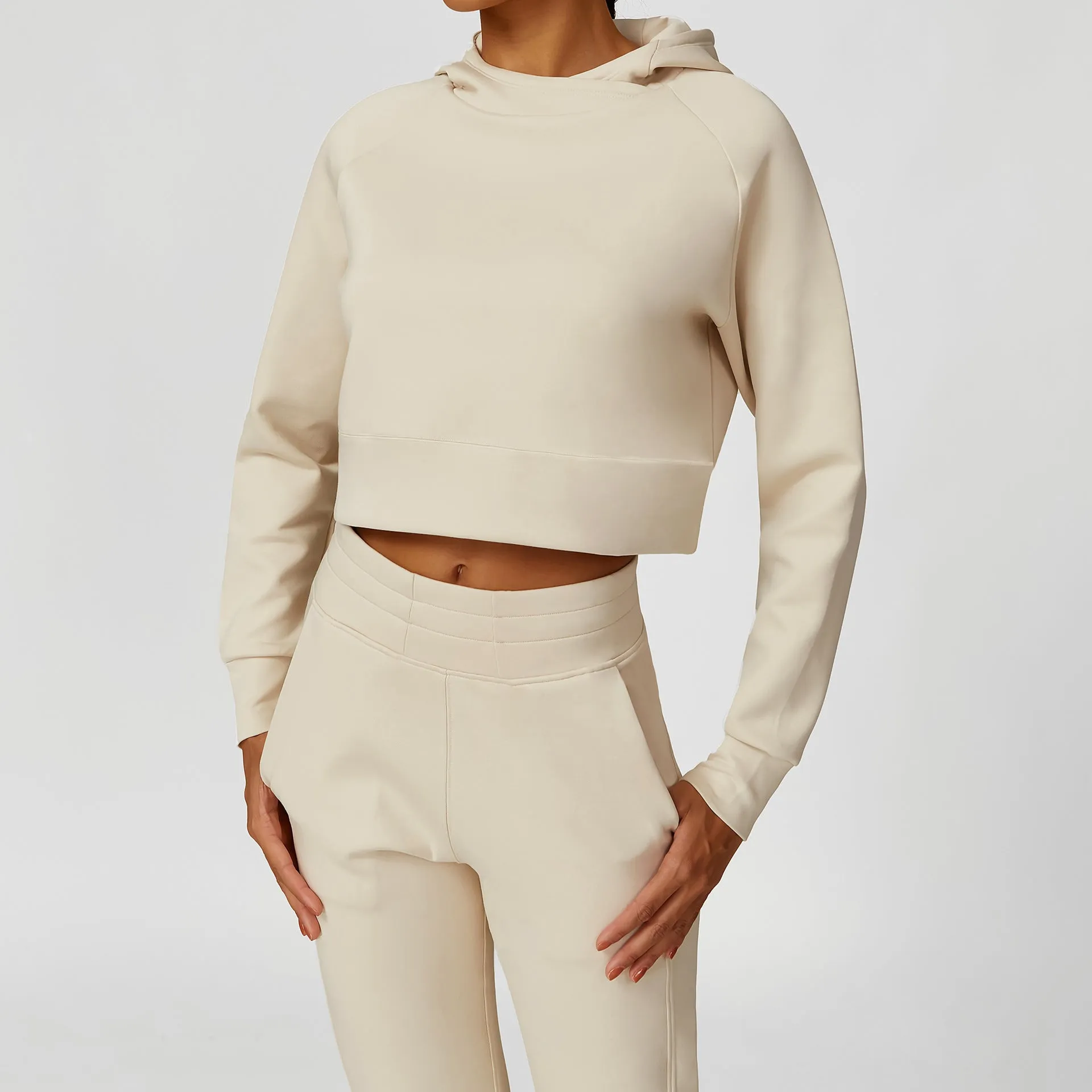 Hooded Short Loose Sweater Sweatpants Yoga Running Fitness Sports Sweater Suit