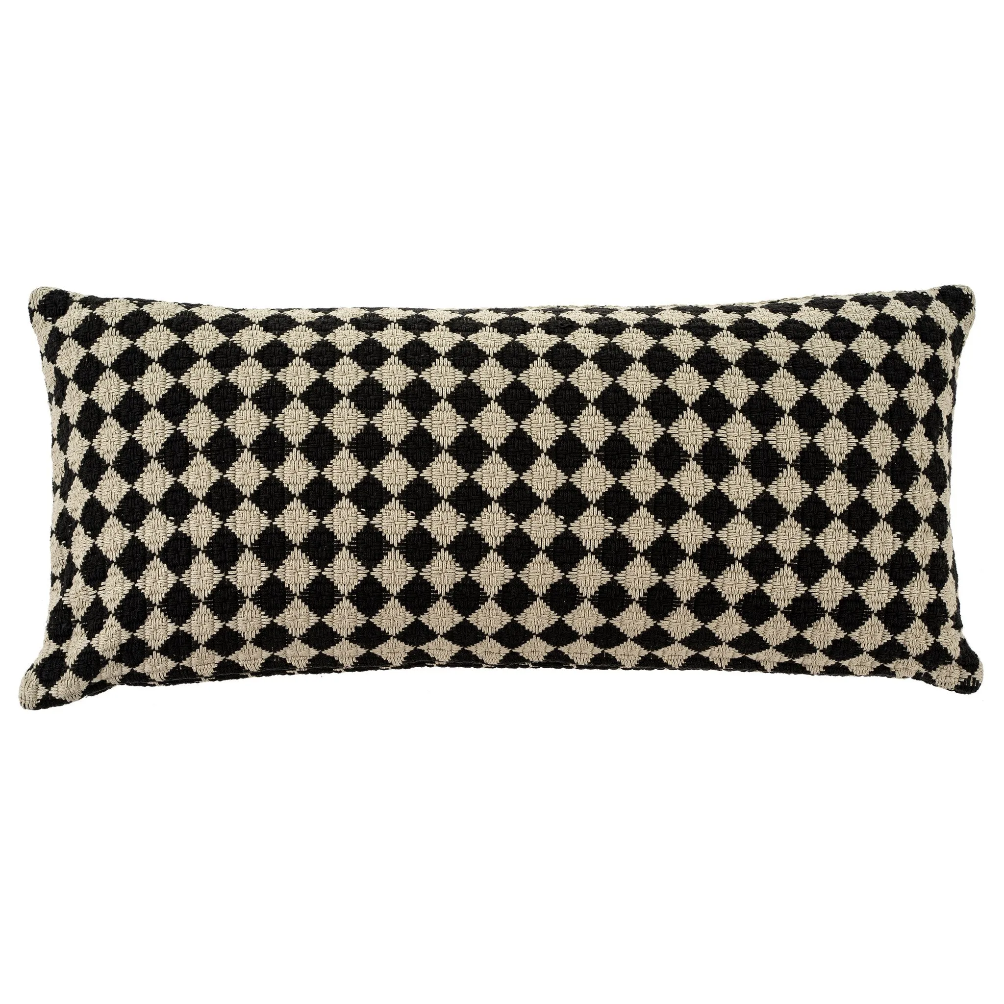 Indaba Check Weave Cushion  1-2554  Black