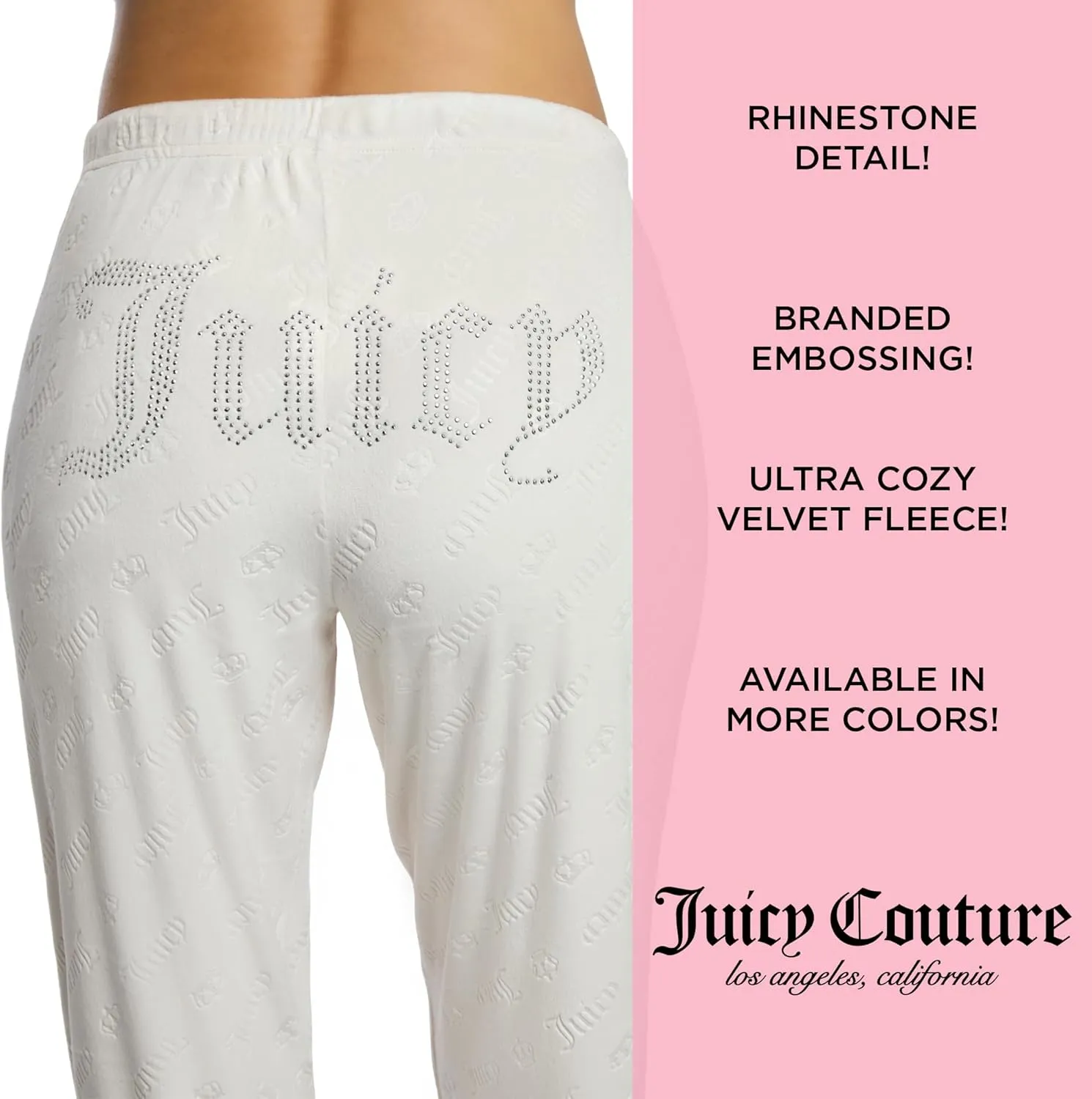 Juicy Couture Women's 2 Piece Velvet Fleece Long Sleeve Pullover Top and Pants Lounge Sleepwear Set