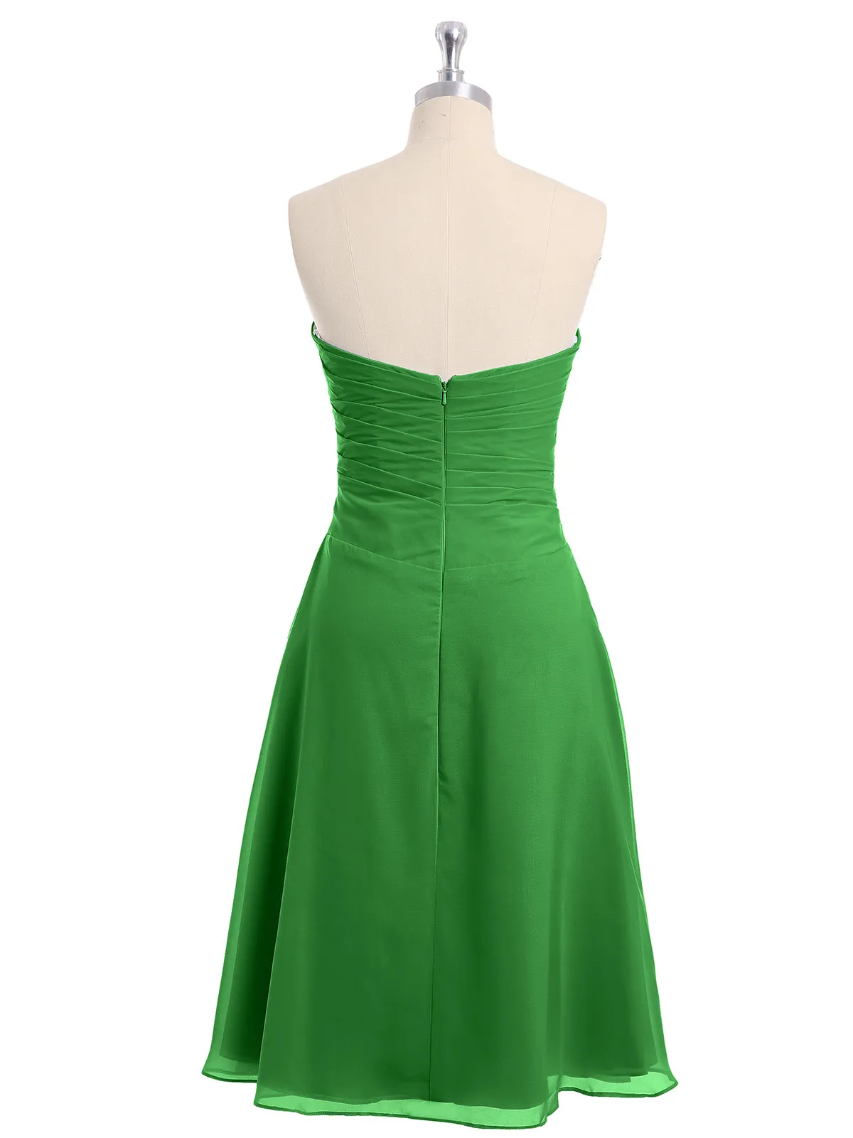 Knee Length Chiffon Dress with Sweetheart Neck-Green Plus Size