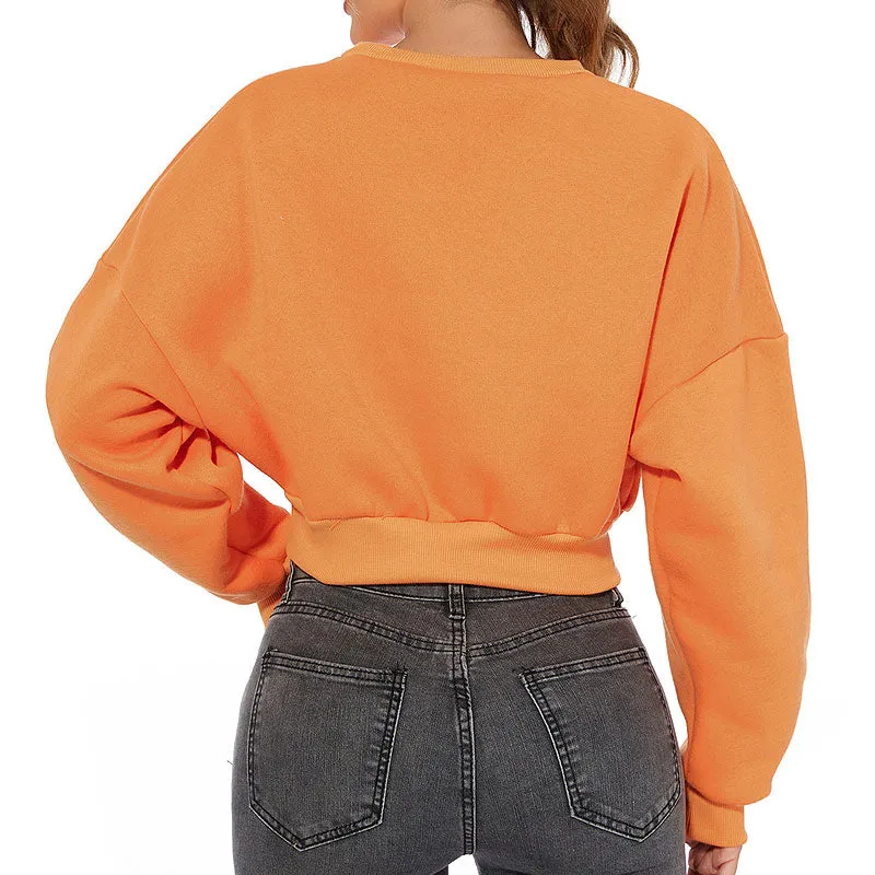 Long Sleeve Mock Neck Modern Cropped Sweatshirt - Hot Pink