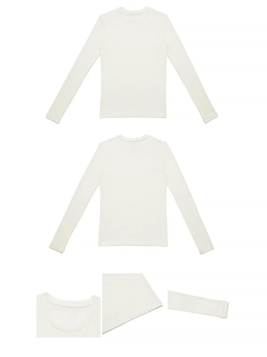 Long Sleeve Round Neck T shirt Fall Women Clothing Bamboo Fiber Blended High Elastic Slim Fitting Basic T shirt Bottoming Shirt