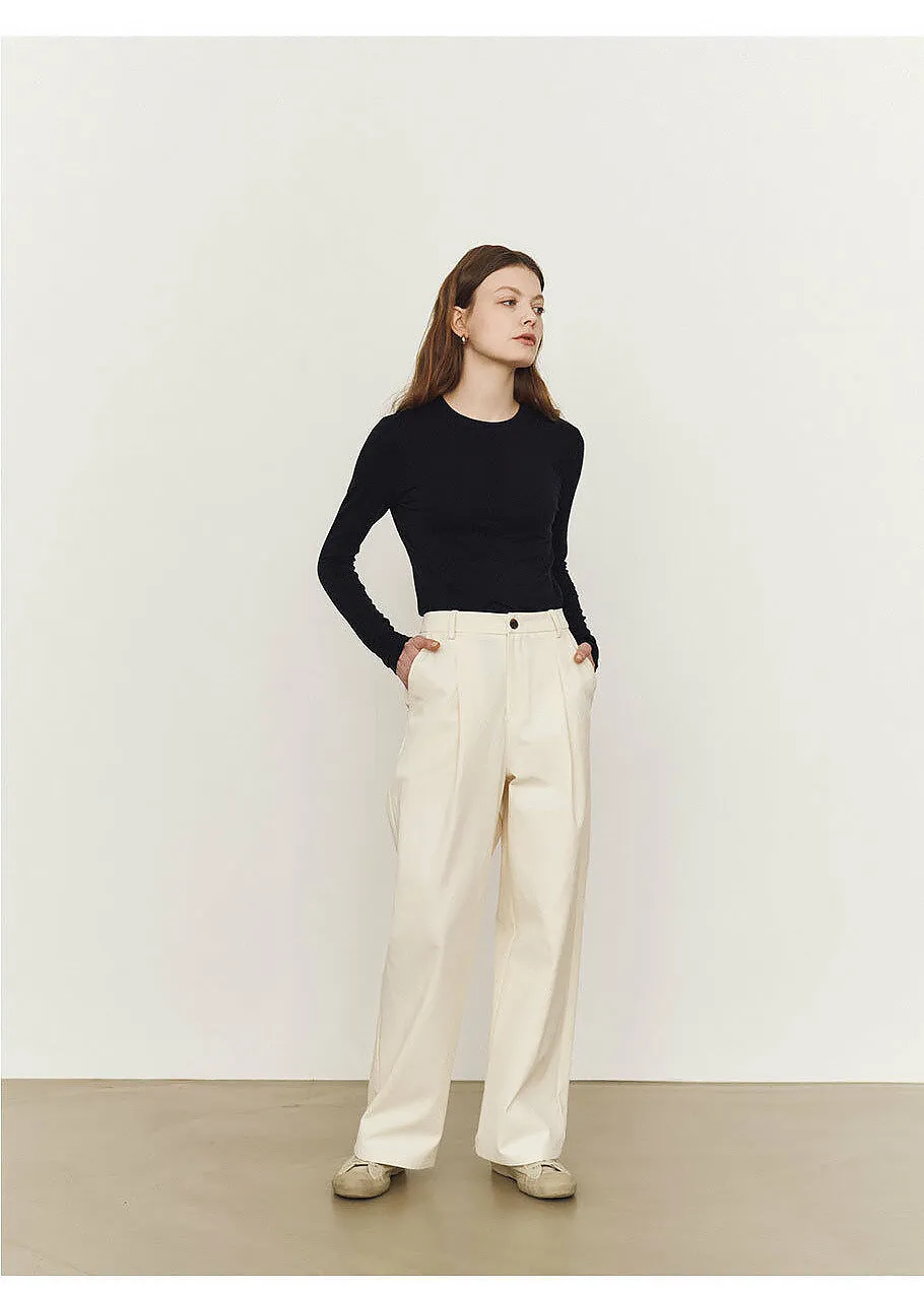 Long Sleeve Round Neck T shirt Fall Women Clothing Bamboo Fiber Blended High Elastic Slim Fitting Basic T shirt Bottoming Shirt