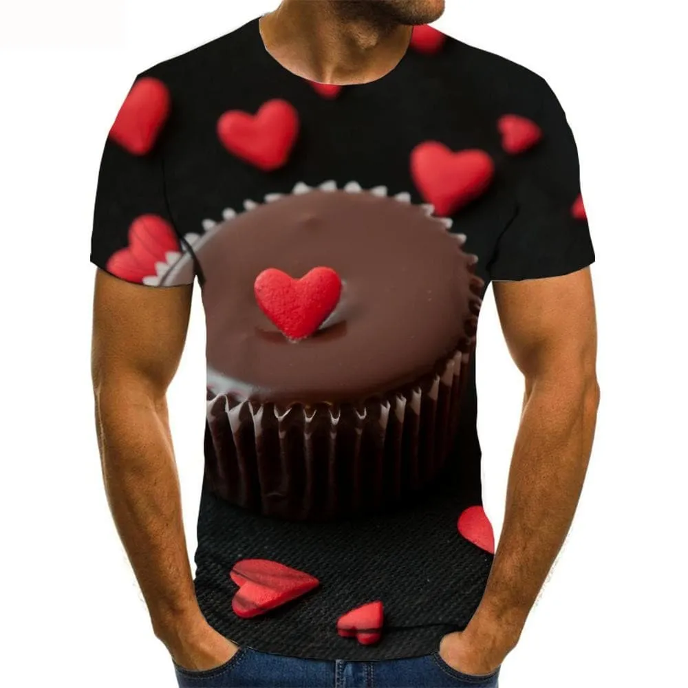 Love T-shirt Men Party Funny T shirts Food Tshirt Printed Chocolate Tshirts Casual