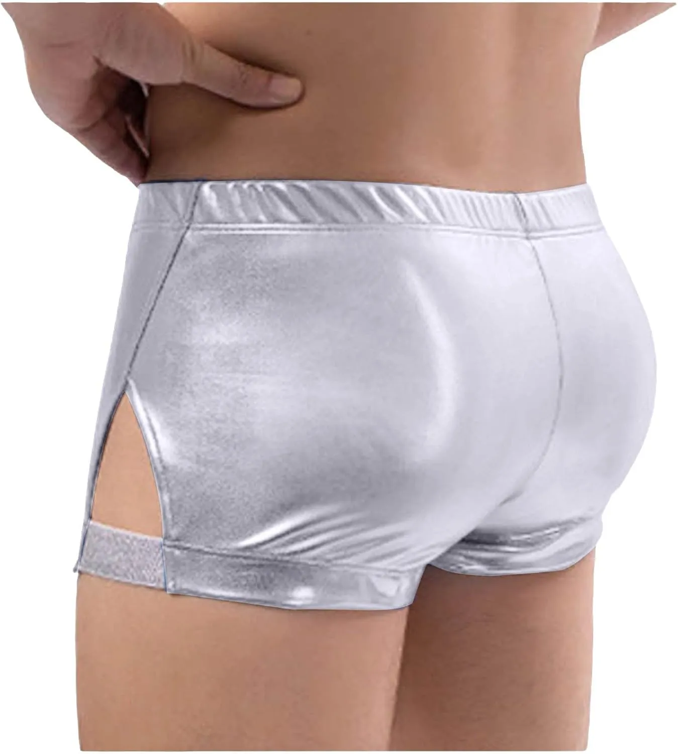 Men Underwear Brief,Shiny Metallic Baggy Beach Pants Drawstring Casual Mens Lingerie Jock Straps for Men