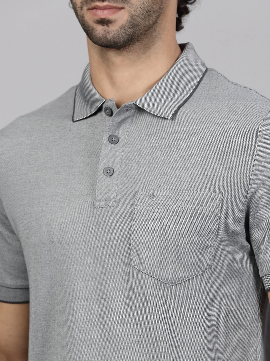 Mens Expert Polo Tshirt with Pocket Heather Grey EP36